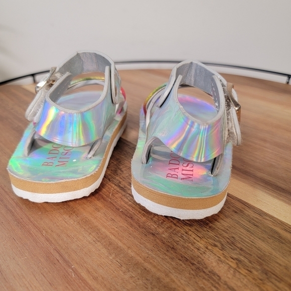 Badgley Mishka Iridescent Multi Color Rainbow Sandals Toddler Size 5 - Picture 5 of 17